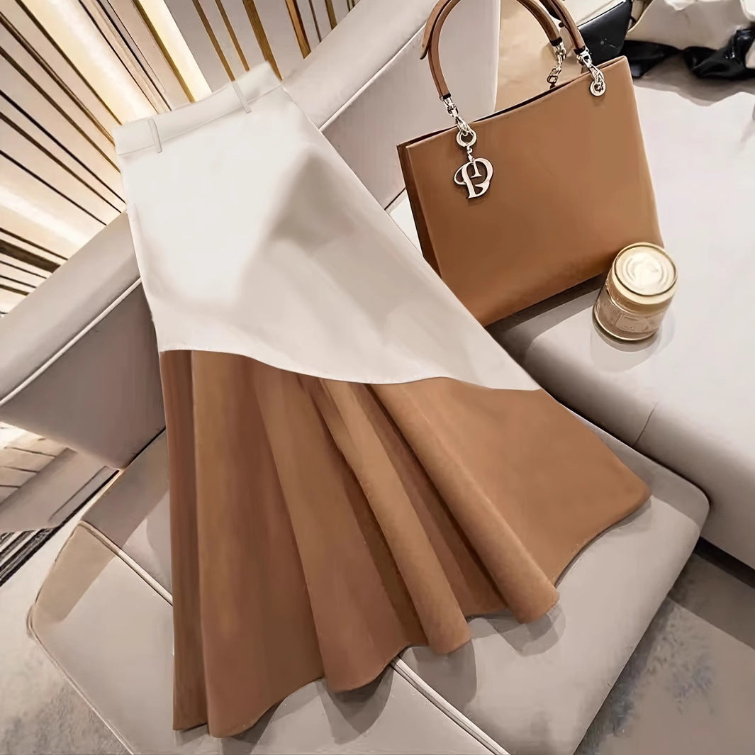 Women’s Contrast-Trim Midi Skirt: All-Season Versatile Work & Weekend Staple