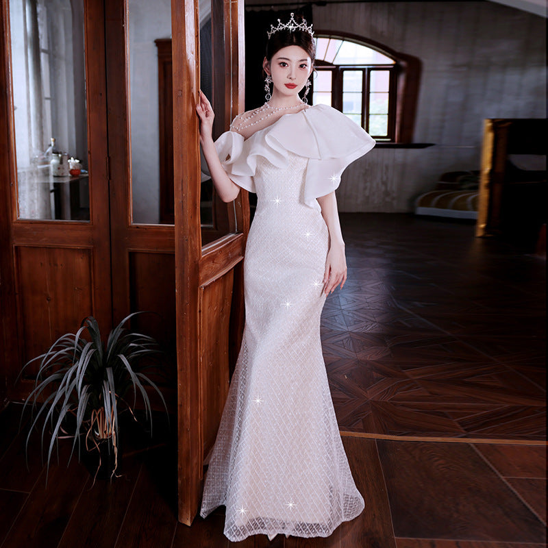 Luxury Fishtail Evening Gown for Women: French Inspired Elegant Party Dress with Sophisticated Atmosphere