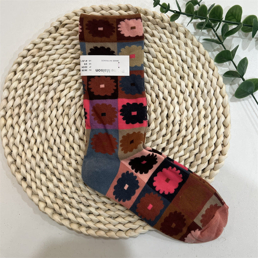 New Product Mid Calf Socks Women Oil Painting Socks Niche Fun Literary and Artistic Color Socks