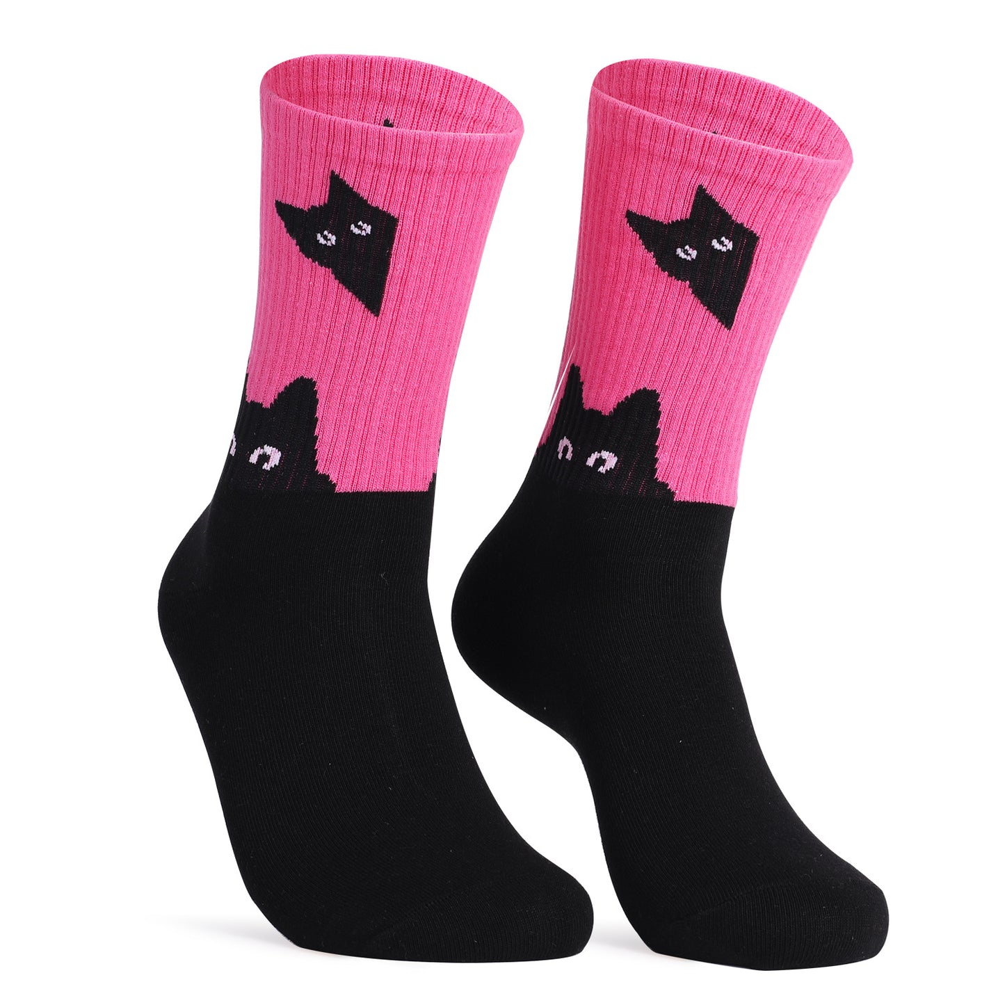 Casual Socks Hot Flashes Cat and Dog Rainbow Large Size Cotton Socks Women's Socks Casual Pure Cotton Women's Medium Tube Socks