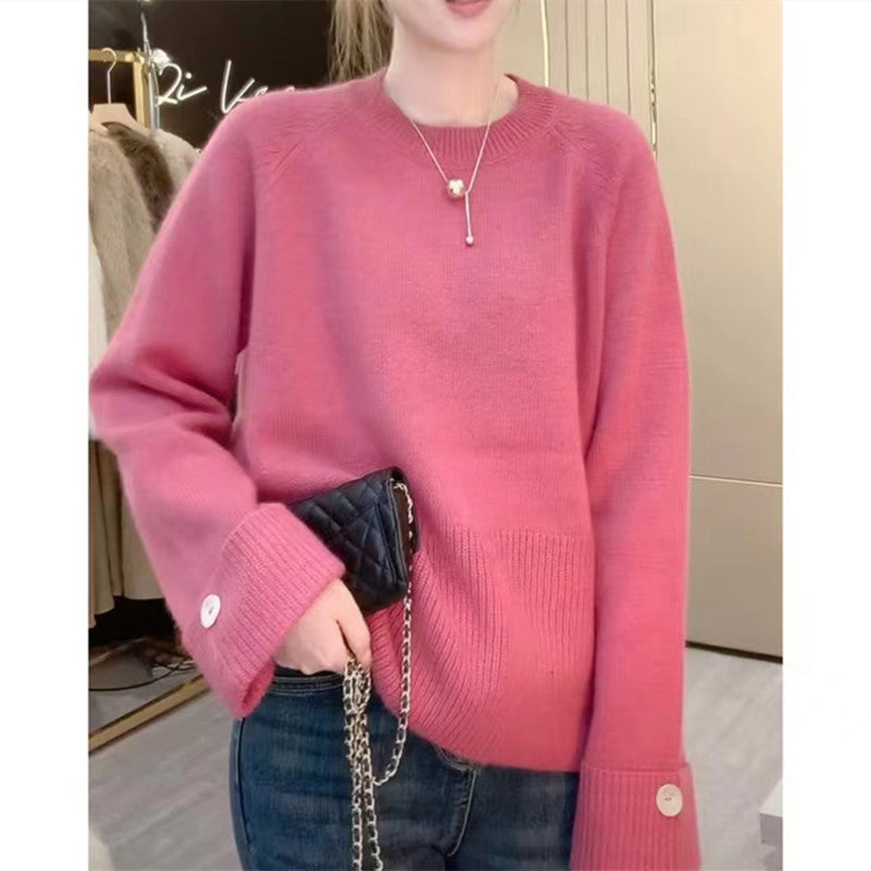 Loose Soft Waxy Comfortable and Thin Pullover Sweater Women's Lazy Style Long-sleeved Outer Wear Knitted Sweater