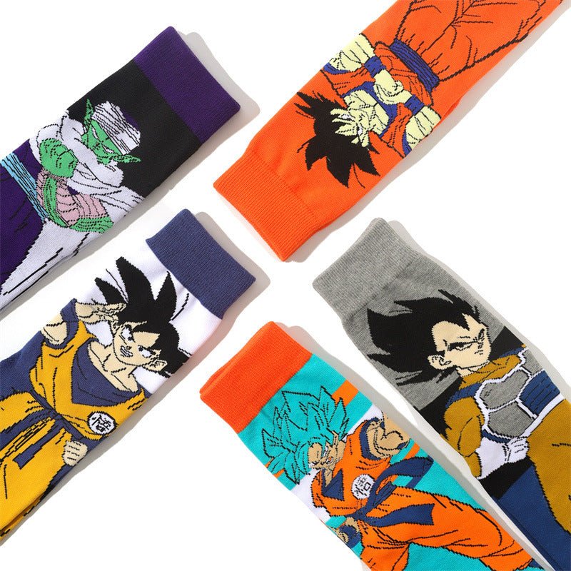Men's Dragon Ball Cotton Long Tube Tide Socks Four Seasons Medium Tube Women's Animation Animation Men's Socks-5PRS