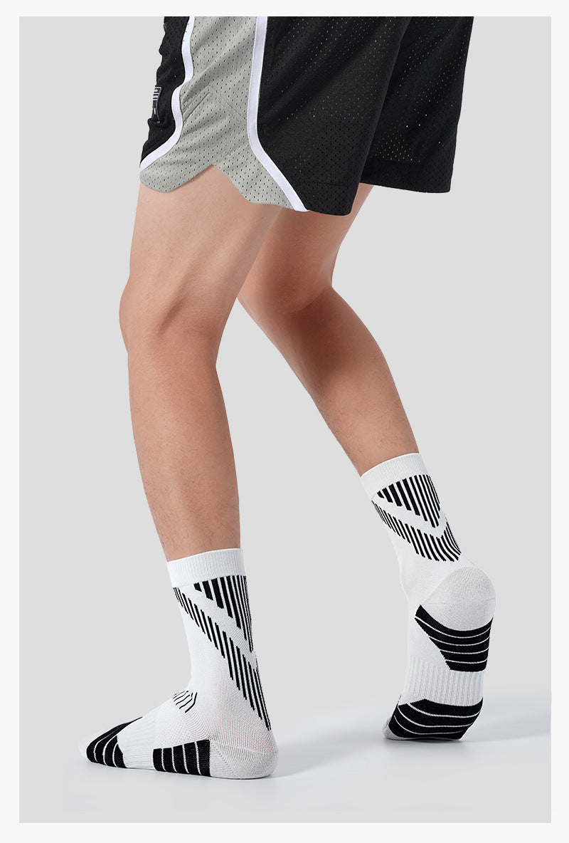 Sports Socks Men's Medium Tube Towel Bottom Sweat-absorbing and Breathable Women's Badminton Shock-absorbing and Non-slip Professional Combat Running Socks
