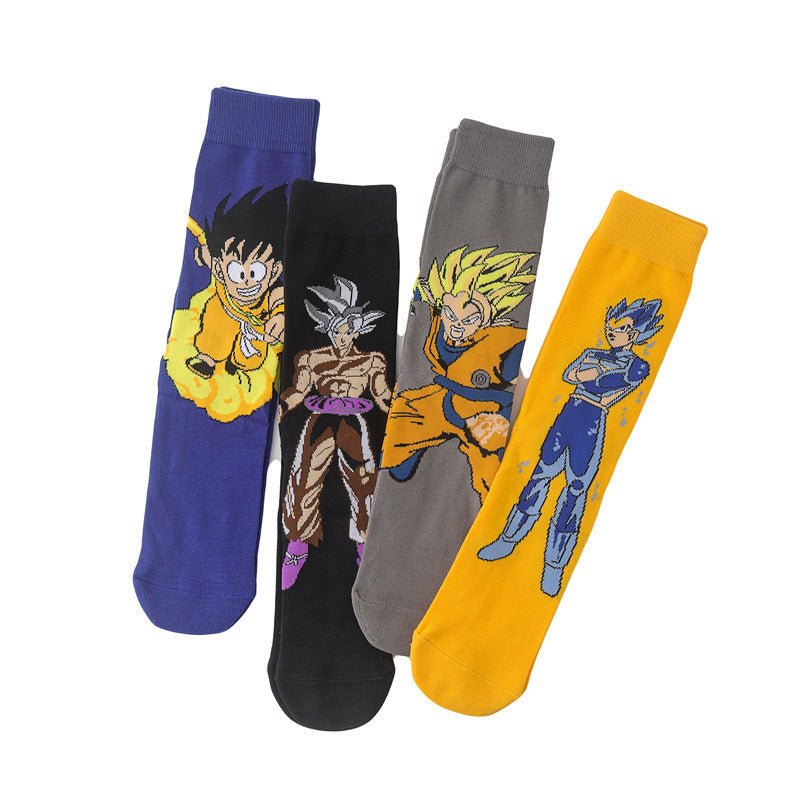 Men's Dragon Ball Socks Animation Movie Medium Tube Cotton Socks Cartoon Women's Stockings Men's Socks Trend Cotton Socks-5PRS