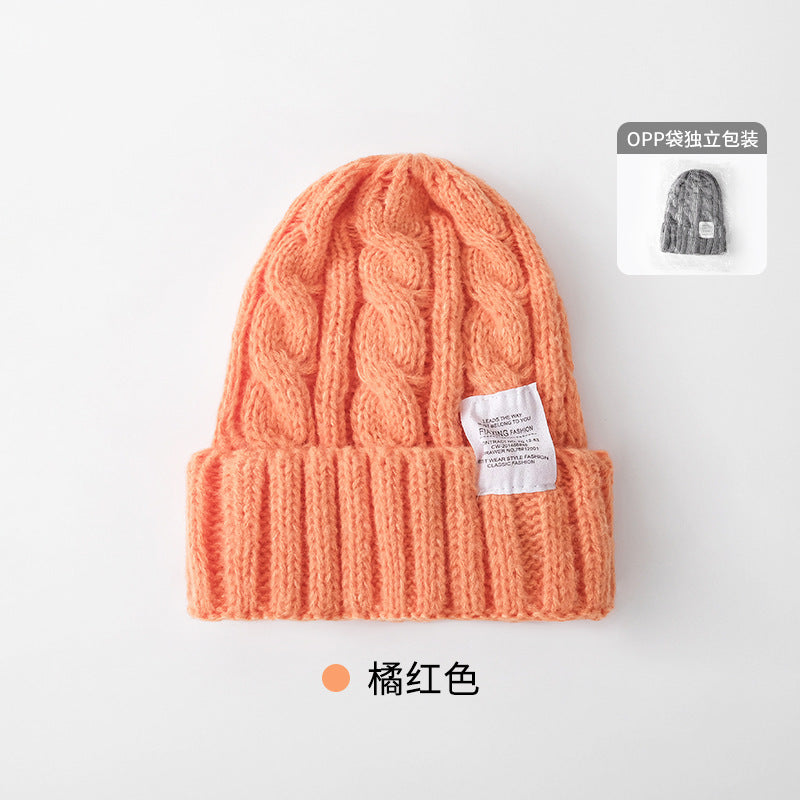Solid Color Twist Female Autumn and Winter Student Warm Ear Protection Knitted Hat Couple Versatile Cold Hat