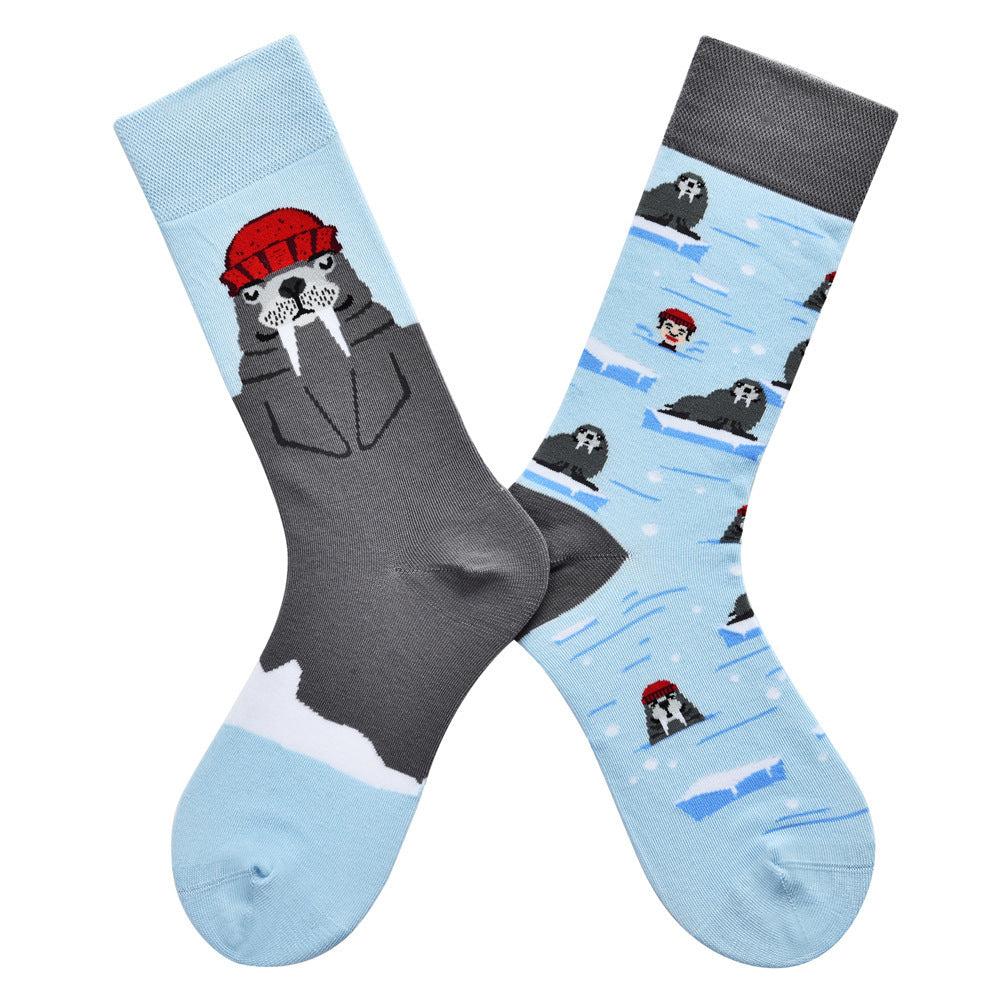 New Four Seasons Men's and Women's AB Original Design Asymmetrical Tide Socks Mandarin Duck Socks Street Tide Socks Cross-border