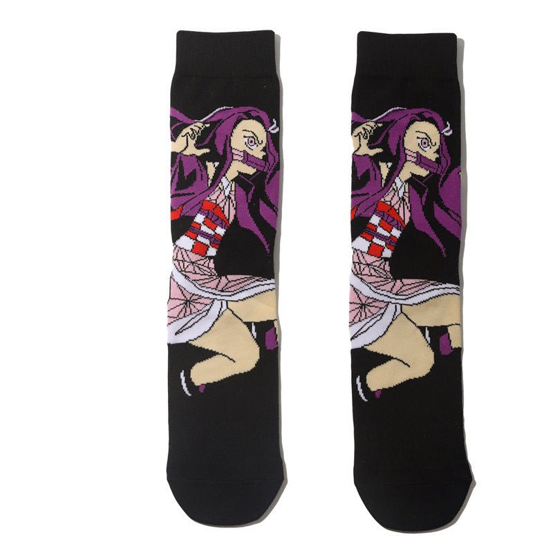 Men's Wholesale Trendy Socks Female Animation Cartoon Cotton Socks Comic Male Medium Tube Pirate Socks-5PRS