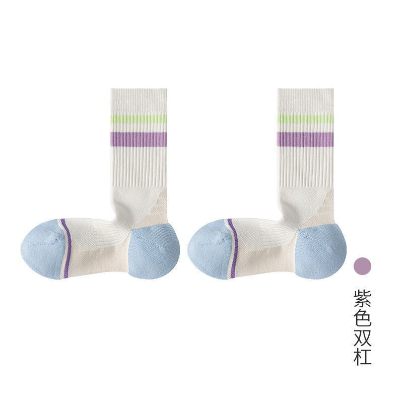 Professional Sports Socks Women's Medium Tube Socks Spring and Autumn Stockings Running Cycling Tennis Outdoor Autumn and Winter Towel Bottom Socks Women