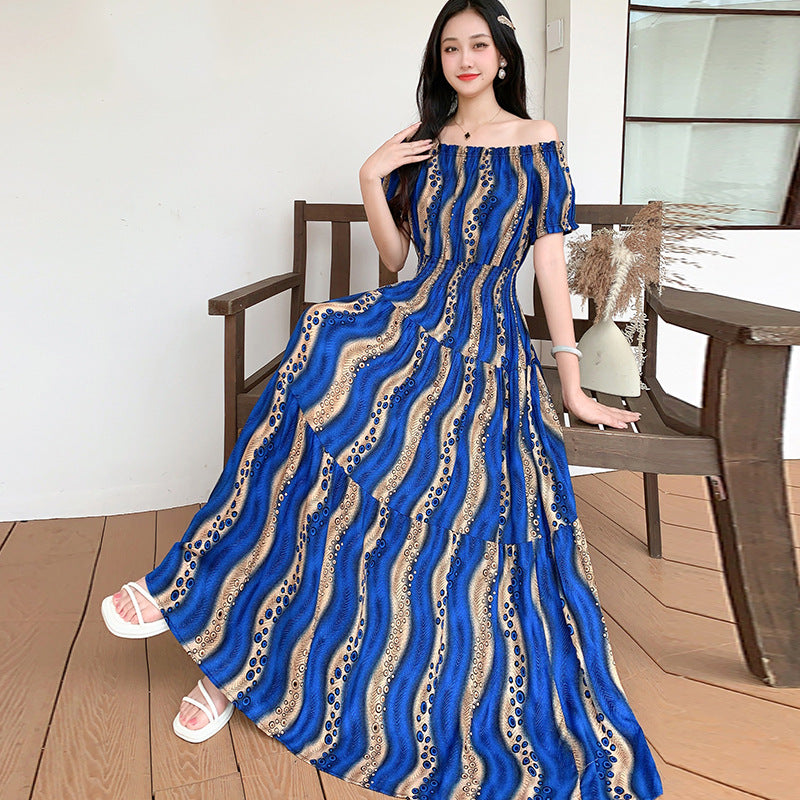 Prairie Dream Dress: Tiered Cotton Maxi - Cold Shoulder & Smocked Waist