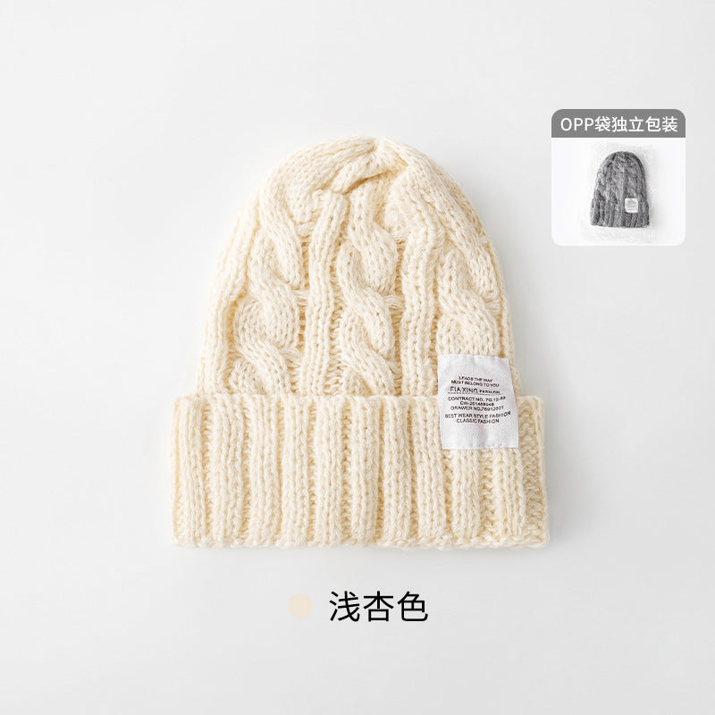 Solid Color Twist Female Autumn and Winter Student Warm Ear Protection Knitted Hat Couple Versatile Cold Hat