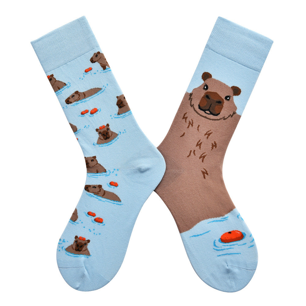 New Four Seasons Men's and Women's AB Original Design Asymmetrical Tide Socks Mandarin Duck Socks Street Tide Socks Cross-border