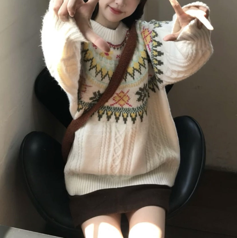Sweet Women's New Winter Lazy High-end Korean Knitted Sweater Women