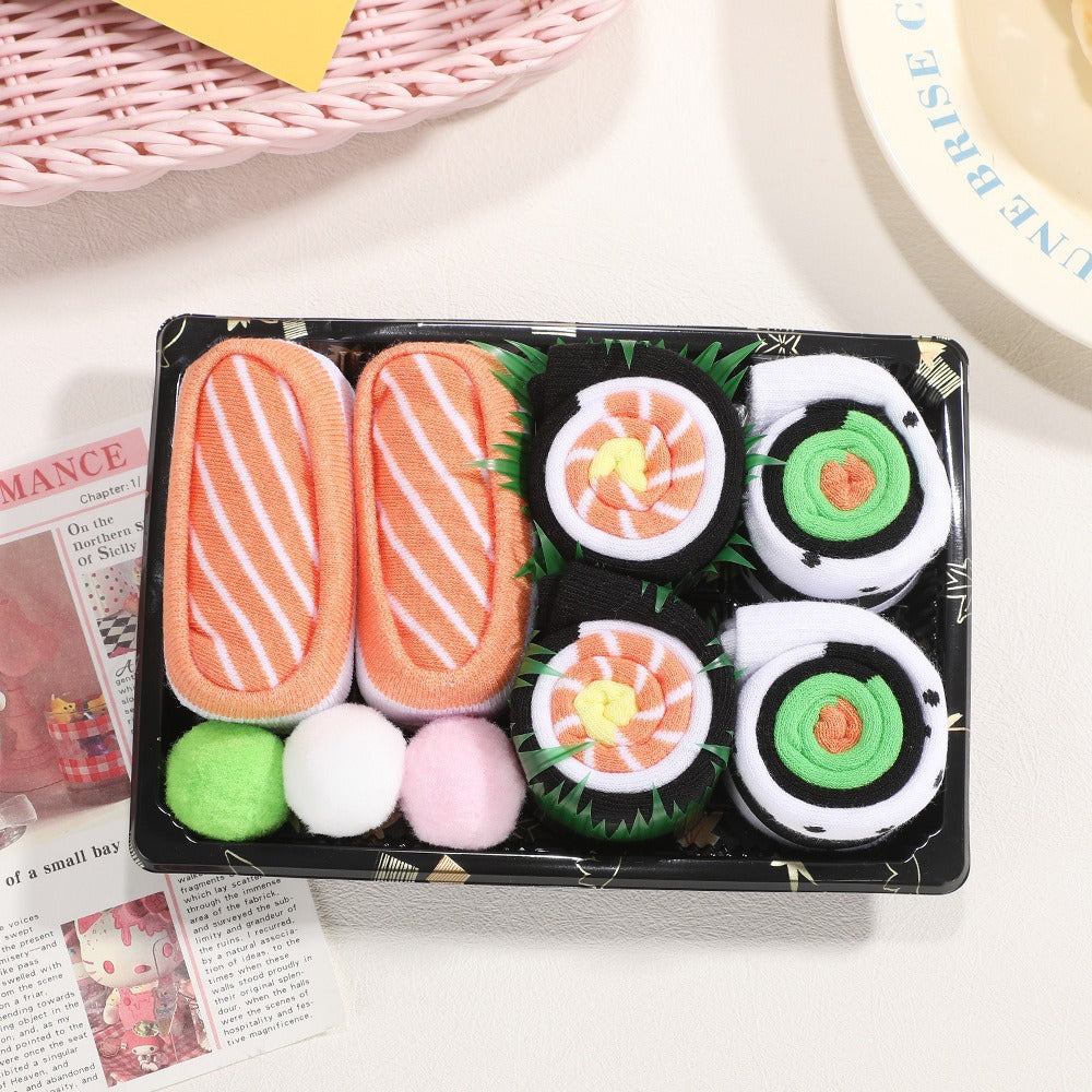 Creative Food Sushi Salmon Socks Women's Ins Tide Socks Skateboard Sports Socks Girls Stockings Stripes