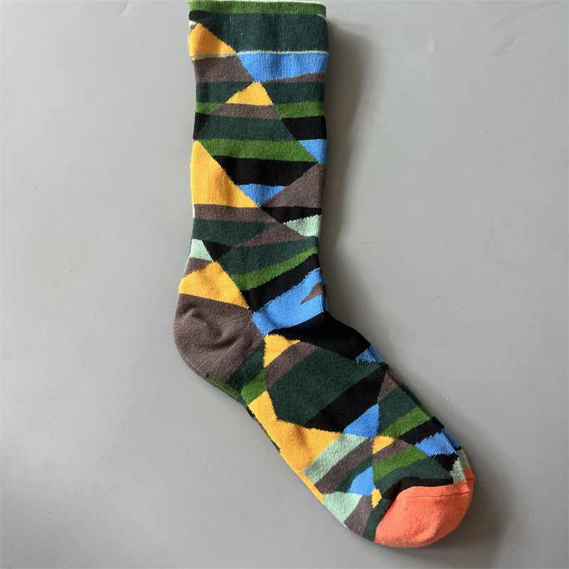 New Product Mid Calf Socks Women Oil Painting Socks Niche Fun Literary and Artistic Color Socks
