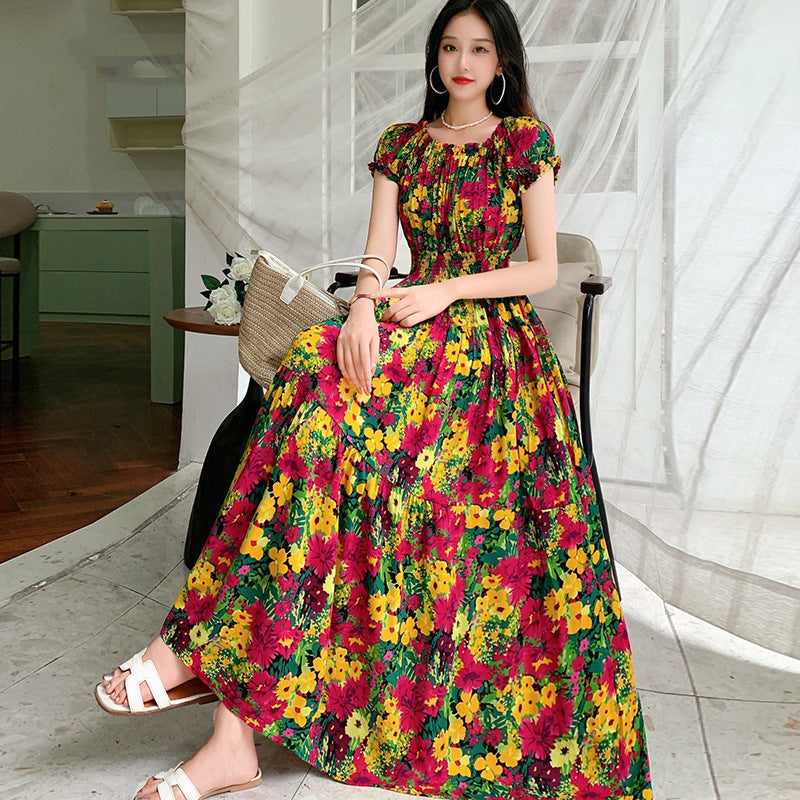 Prairie Dream Dress: Tiered Cotton Maxi - Cold Shoulder & Smocked Waist