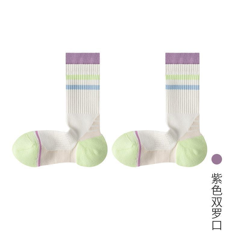 Professional Sports Socks Women's Medium Tube Socks Spring and Autumn Stockings Running Cycling Tennis Outdoor Autumn and Winter Towel Bottom Socks Women