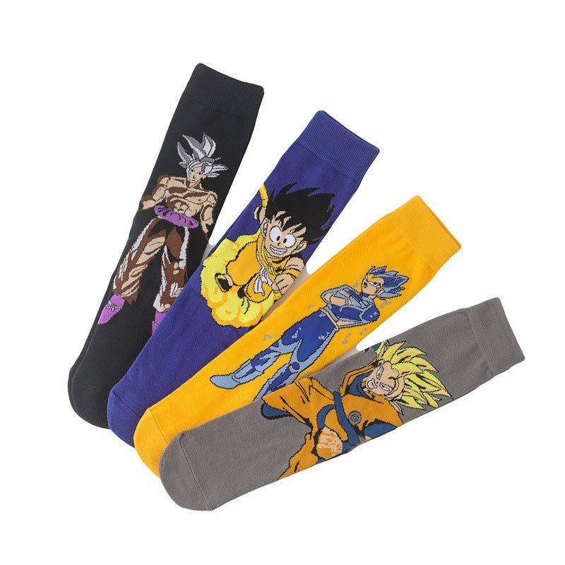 Men's Dragon Ball Socks Animation Movie Medium Tube Cotton Socks Cartoon Women's Stockings Men's Socks Trend Cotton Socks-5PRS