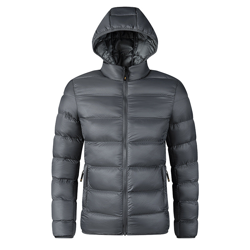 Men's Cotton-padded Clothes Are Simple and Casual, Light and Thin Men's Clothing, Solid-color Hooded Jacket, and Men's Short Cotton-padded Clothes.
