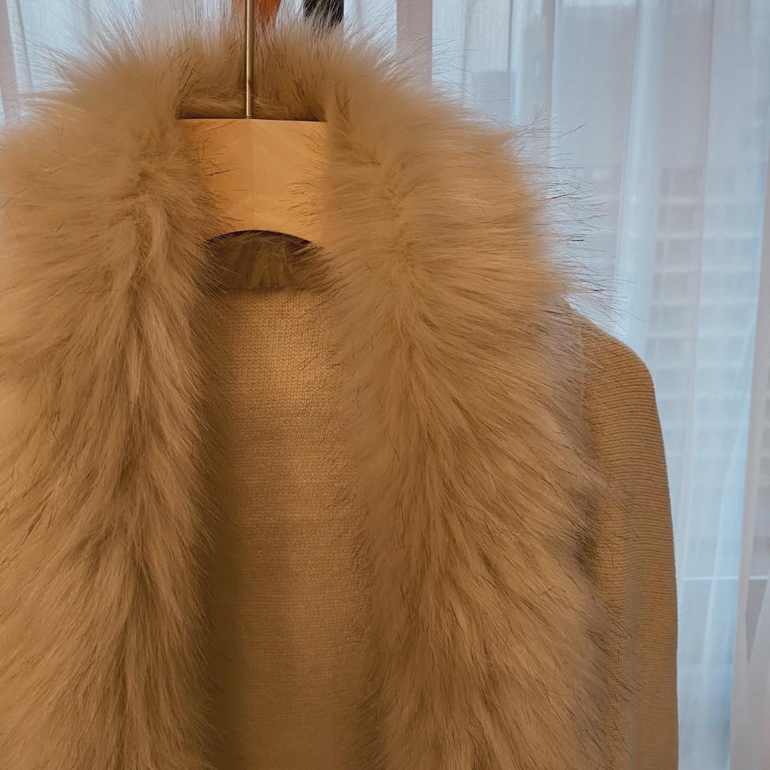 New Imitation Fox Fur Collar Hem Bead Knitted Shawl Cape Large Size Cardigan Loose Coat Women