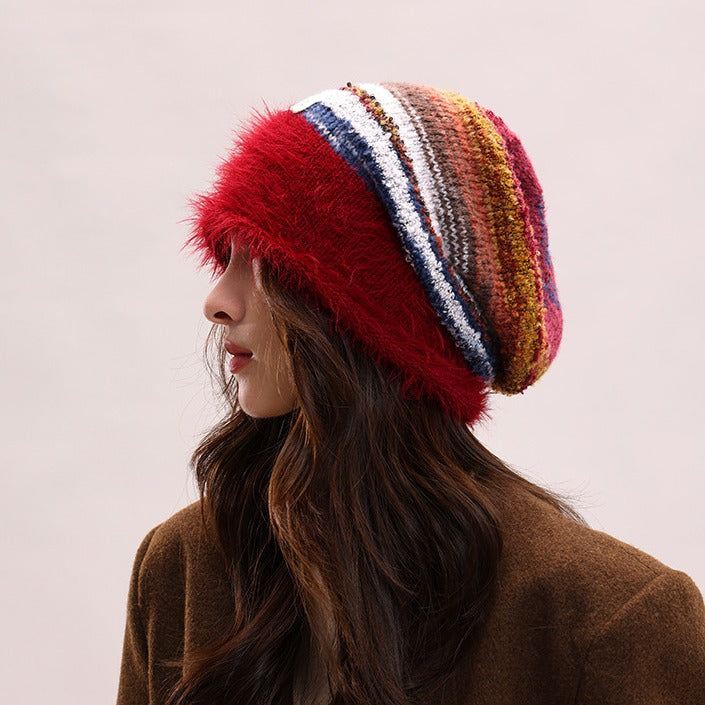Maillard Pile Hat Children Winter Big Head Circumference Showing Face Small Wool Hat Warm Confinement Bag Head Knitted Cold Hat