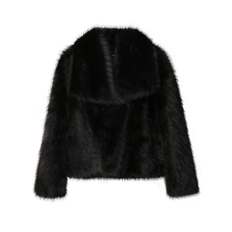 Fur Large Lapel Artificial Fur Jacket Short Fashion Fox Fur Jacket Fluffy Plush Women's Clothing