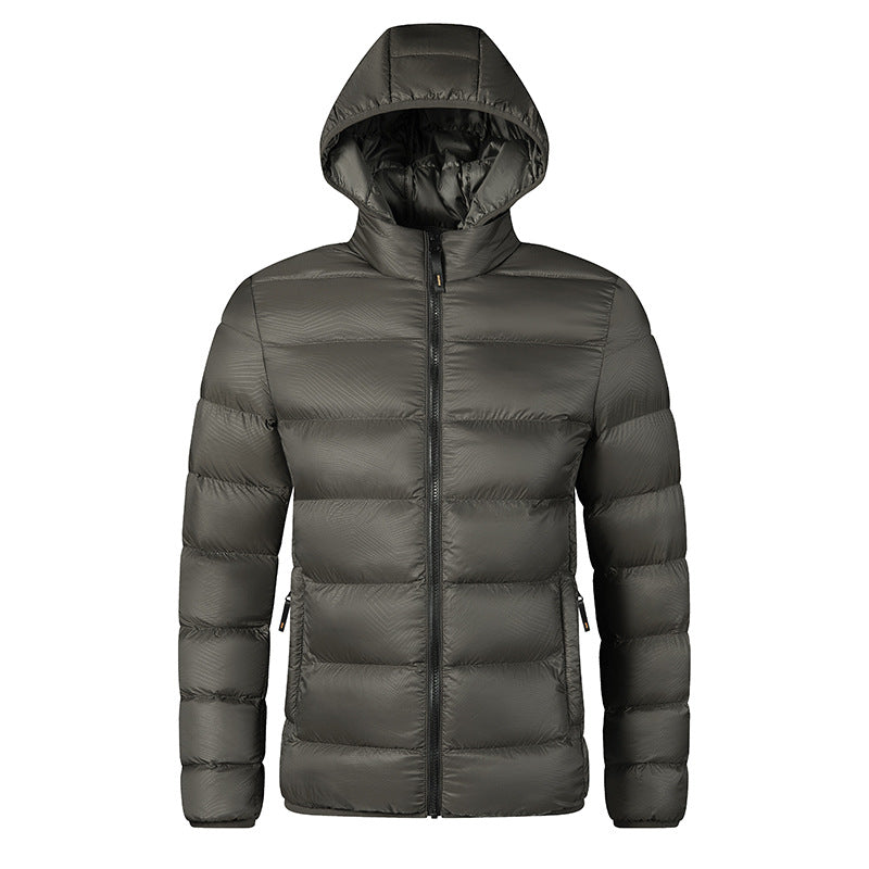 Men's Cotton-padded Clothes Are Simple and Casual, Light and Thin Men's Clothing, Solid-color Hooded Jacket, and Men's Short Cotton-padded Clothes.