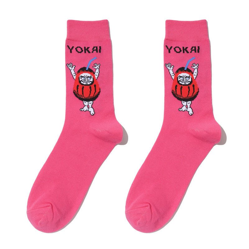 Male Japanese Monster Animation Socks Female Cotton Monster Story Sock Cartoon Personality Trend Boat Socks-5PRS