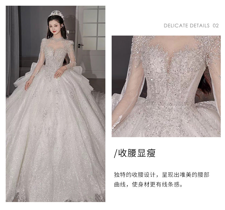 Cathedral Sleeve Maternity Gown | Empire Waist for Curvy Brides & Royal-Lace Detail | Queen Size Luxury Wedding Dress