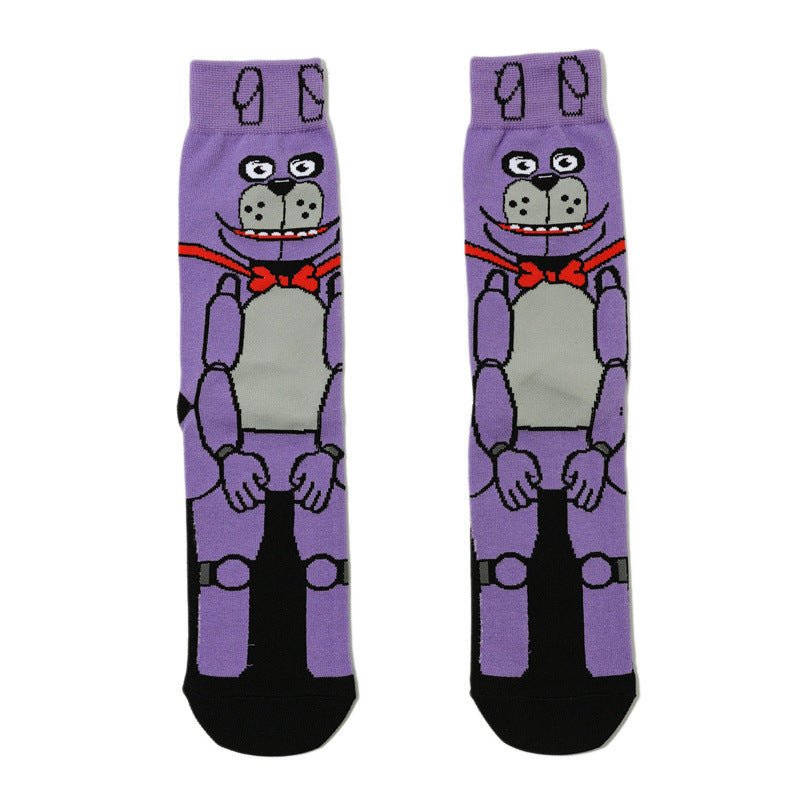 Male Cartoon Animation Cotton Socks Sports Female Robot Dog Casual Medium Tube Men's Socks Comic Socks-5PRS