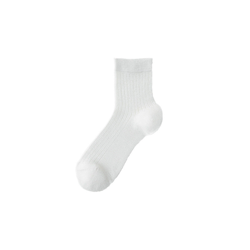 Men's Mulberry Silk Medium Tube Socks Boneless Solid Color Casual Business Socks Spring and Summer Light and Breathable Medium Tube Socks