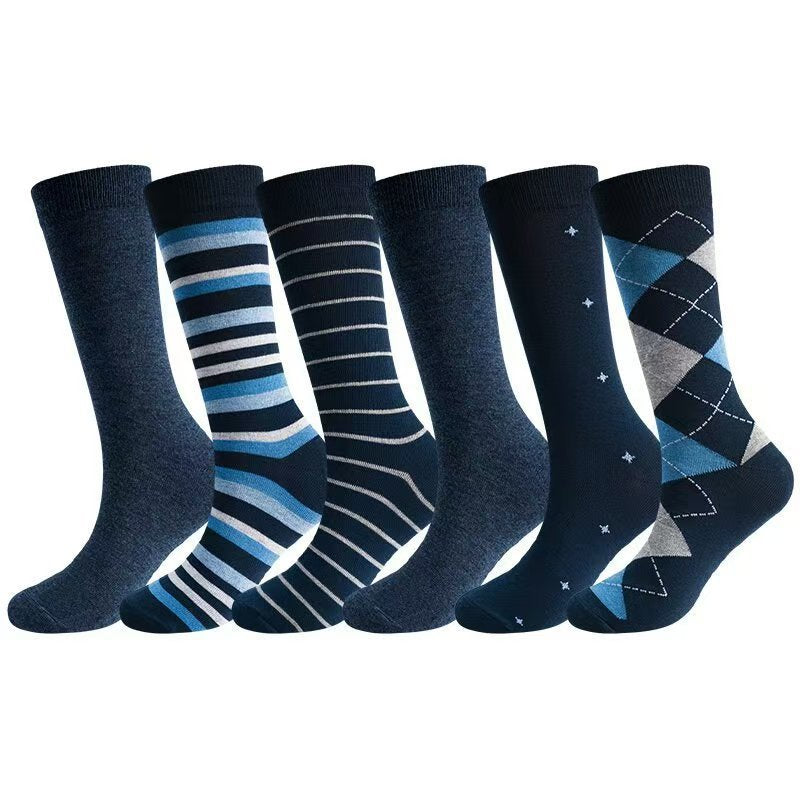 Stockings Rhombus Striped Socks Men's Business Socks High Tube Socks Autumn and Winter