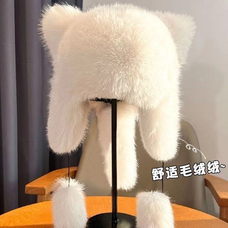 Environmentally Friendly Hair Imitation Fox Hair Raccoon Thickened Warm Princess Fashionable Ear Protection Hat