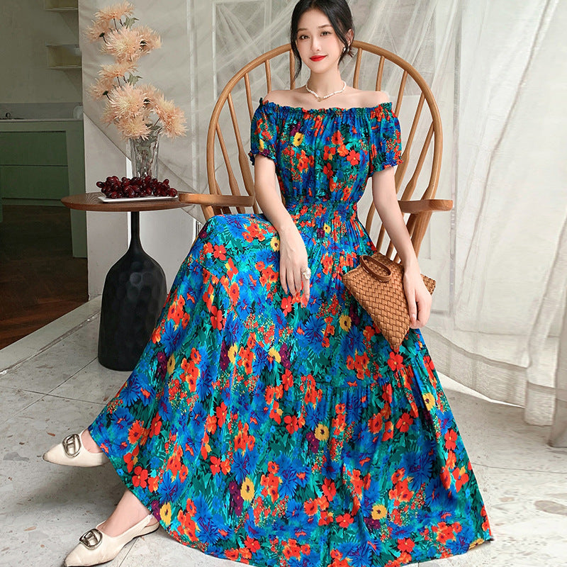 Prairie Dream Dress: Tiered Cotton Maxi - Cold Shoulder & Smocked Waist