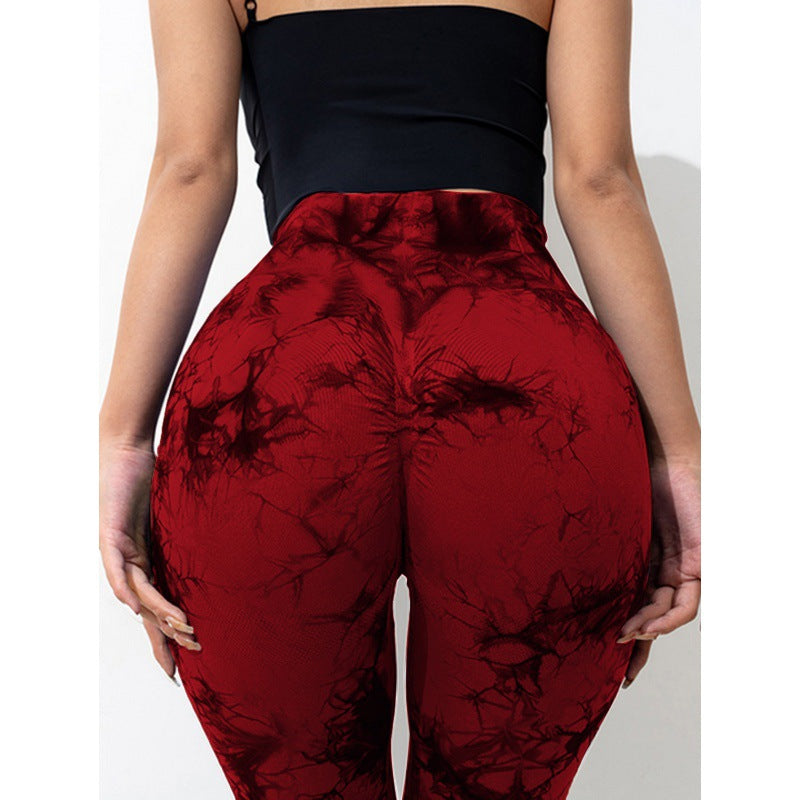 Edgy Boho Tie-Dye Flared Yoga Pants｜High-Waist Breathable Shorts｜Gym to Street Styling｜Peach Butt Shaper