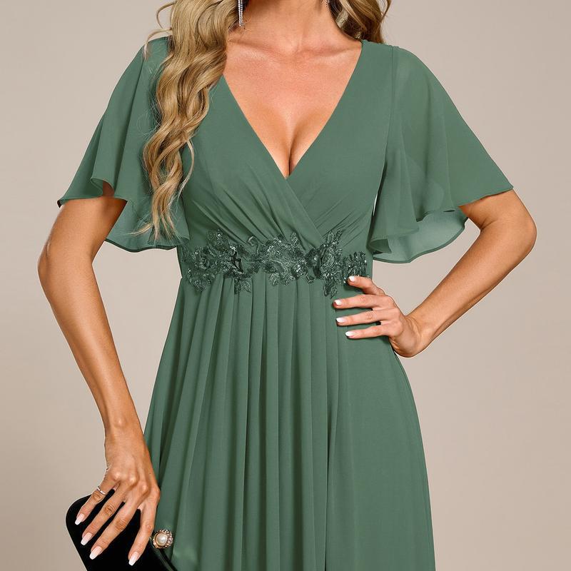 MatchSet Chiffon Dress | Draped Sleeve & Script Print | Sunset Stroll Romper
