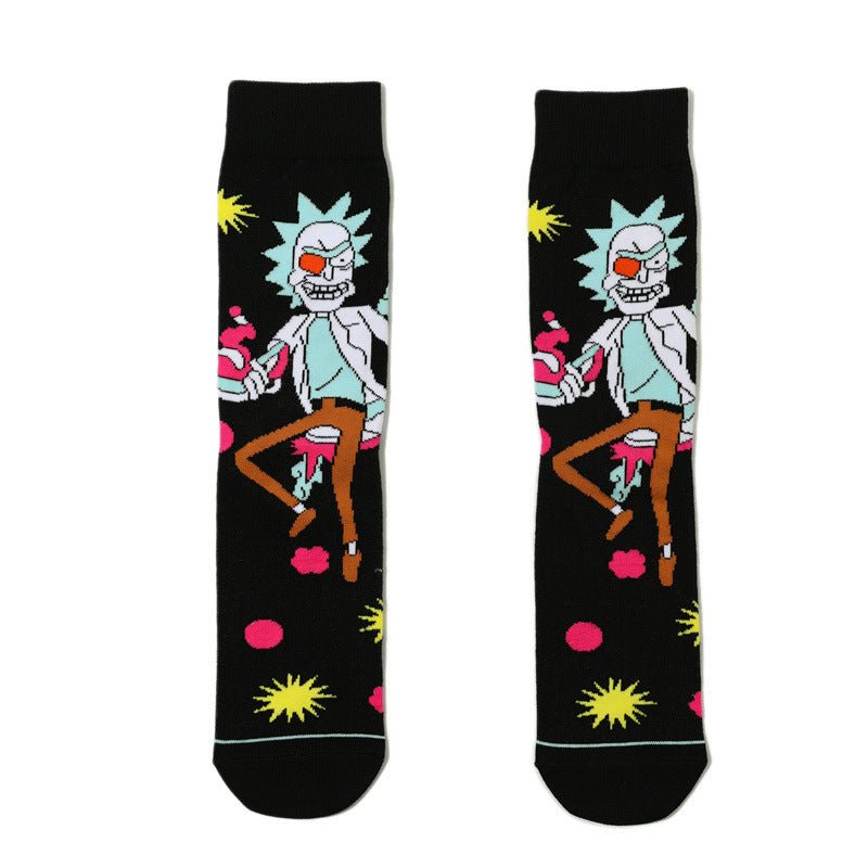 Men's Cotton Socks and Women's Animation Medium Tube Men's Socks Wholesale Medium Tube Couple Socks-5prs
