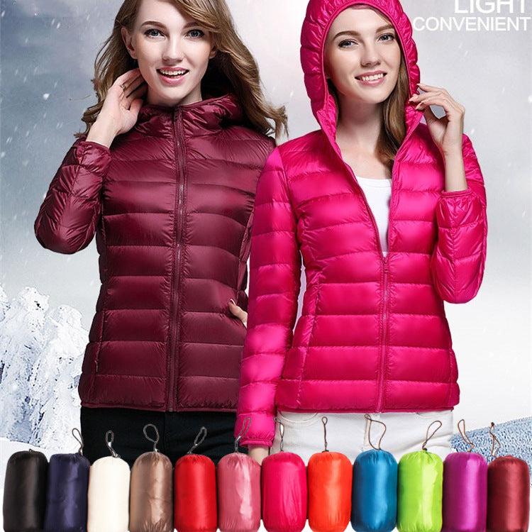 New Light Down Jacket Women's White Duck Down Hooded Down Jacket Women's Short Coat