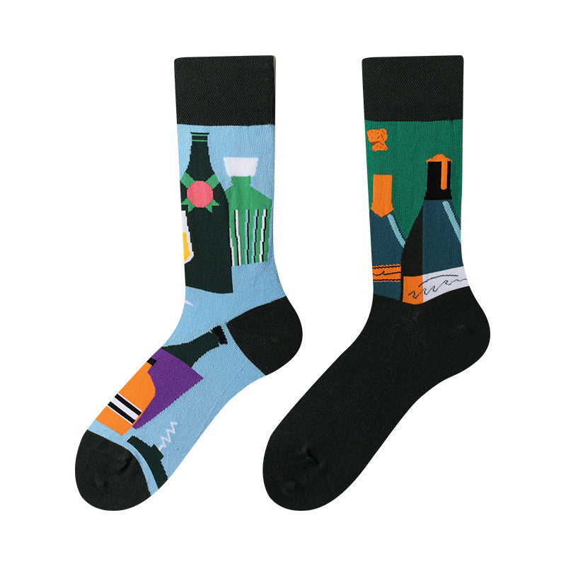 New Four Seasons Men's and Women's AB Original Design Asymmetrical Tide Socks Mandarin Duck Socks Street Tide Socks Cross-border