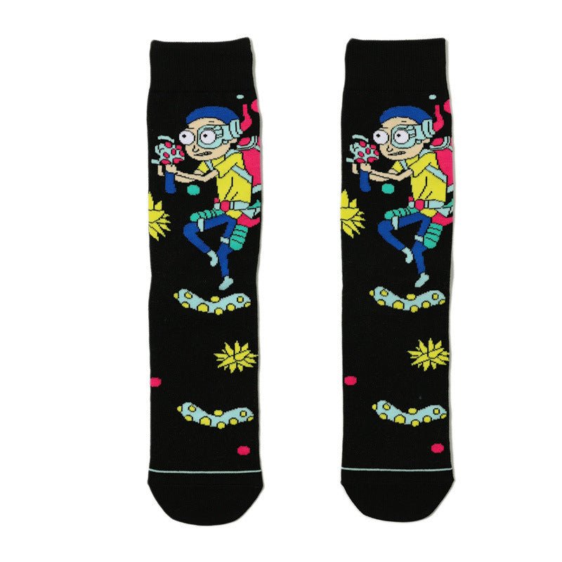 Men's Cotton Socks and Women's Animation Medium Tube Men's Socks Wholesale Medium Tube Couple Socks-5prs