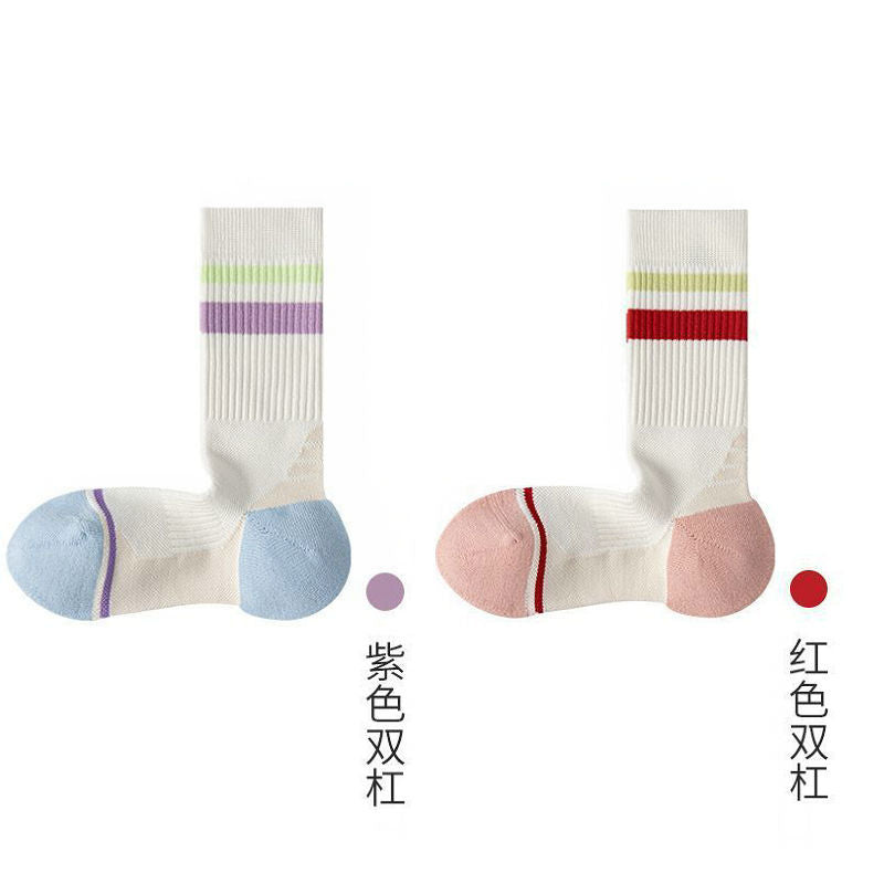 Professional Sports Socks Women's Medium Tube Socks Spring and Autumn Stockings Running Cycling Tennis Outdoor Autumn and Winter Towel Bottom Socks Women