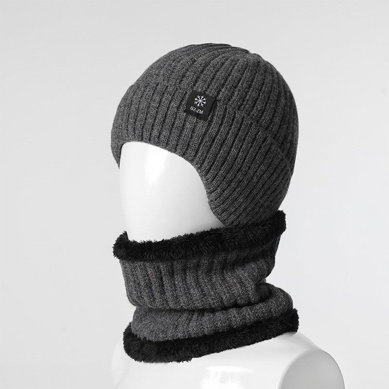 Hat Men's Winter Warm Wool Hat Thickened Ear Protector Winter Autumn and Winter Knitted Hat Men's Winter