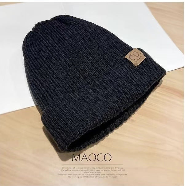 Men's Autumn and Winter Trendy Warm Knitted Hat Velvet Ear Protector Wool Women's Headgear Hat-3PCS