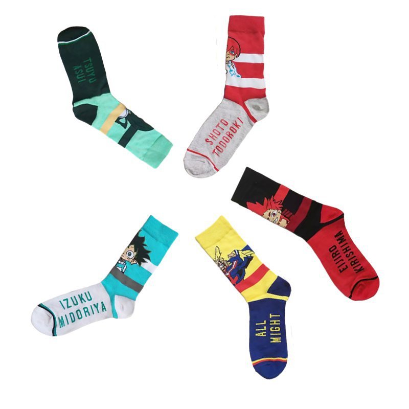 Men's Medium Tube Wholesale Four Seasons Animation Men's Socks Hero College Women Ins Cotton Casual Socks-5PRS