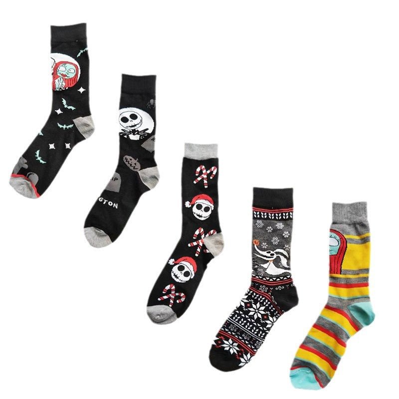 Men's Wholesale Cotton Socks Large Size Cotton Animation Four Seasons Manufacturers Casual Halloween Beautiful Women Socks-5PRS