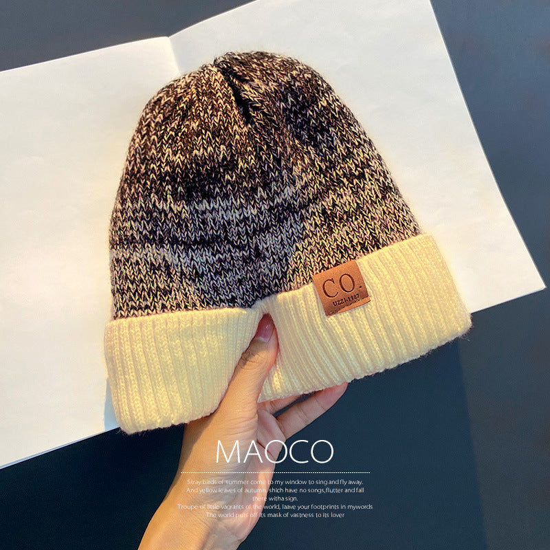 Men's Autumn and Winter Trendy Warm Knitted Hat Velvet Ear Protector Wool Women's Headgear Hat-3PCS