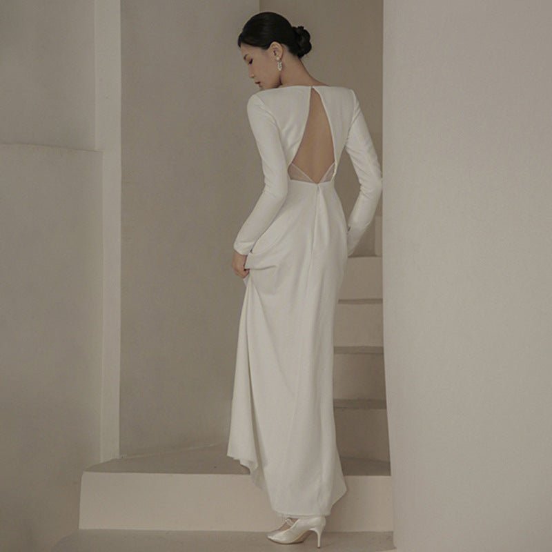 Engagement French Light Wedding Dress Skirt Women's High Sense Spring Simple Hepburn Style Backless New Chinese Style