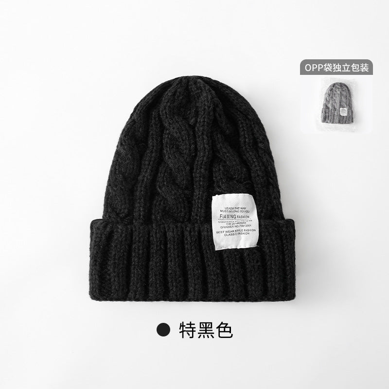 Solid Color Twist Female Autumn and Winter Student Warm Ear Protection Knitted Hat Couple Versatile Cold Hat