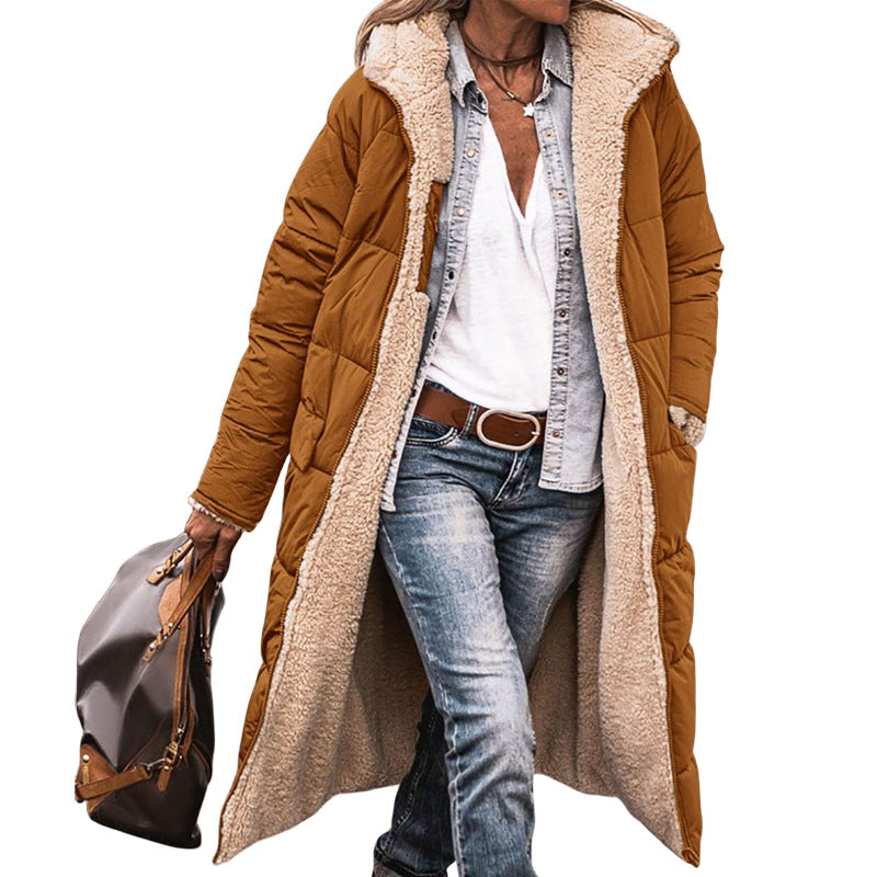 Solid Color Hooded Cotton Clothes, Long Sleeves, Double-sided Wear, Slim Fit, Eight Colors, Five Yards, Thickened Coat.