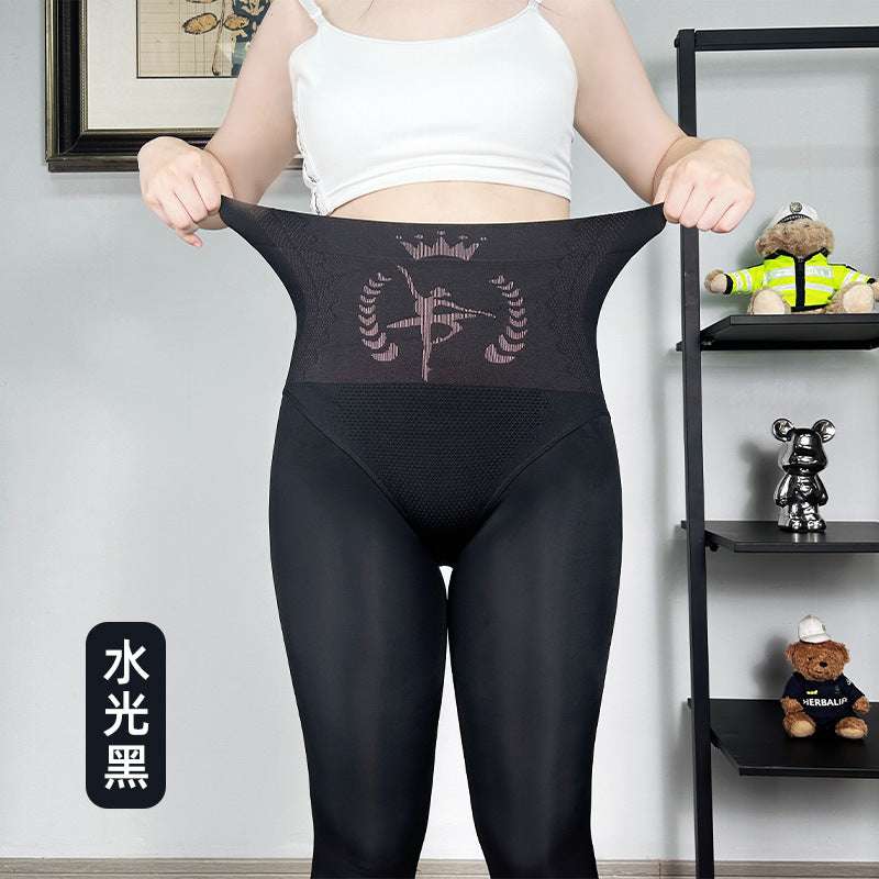 Large Size High Waist Water Light Socks Tall Extended Bare Leg Artifact Female Outer Wear Autumn and Winter Velvet Thickened Nude Pantyhose