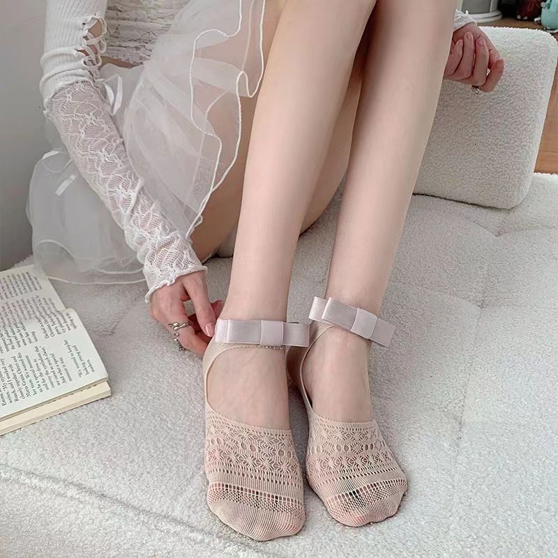 Summer Viral Lace Boat Socks:No-Show Mesh Heel Socks for Women | Breathable Gym-to-Office Invisible Footwear Trend-4PRS
